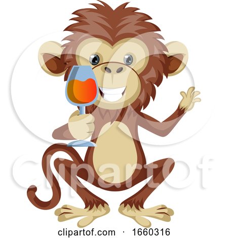 Monkey with Glass of Wine by Morphart Creations