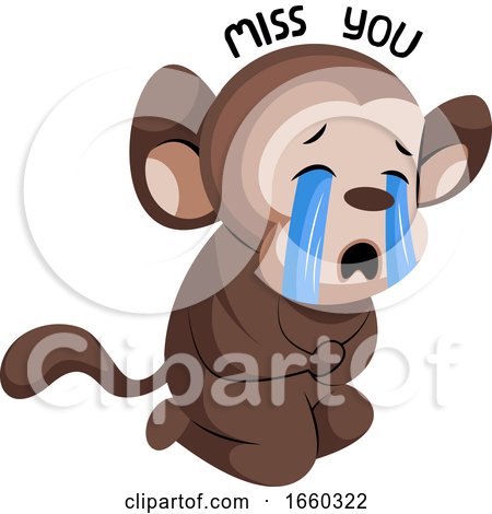 Crying Cute Monkey Saying Miss You by Morphart Creations