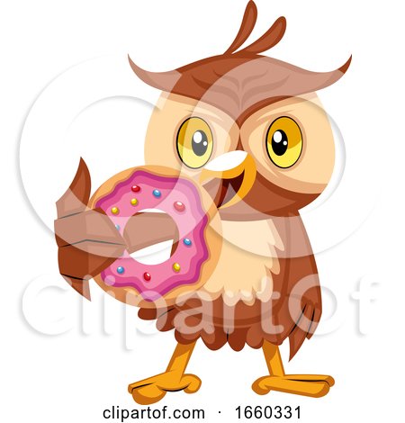Owl Eating Donut by Morphart Creations