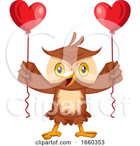 Owl with Heart Balloons by Morphart Creations