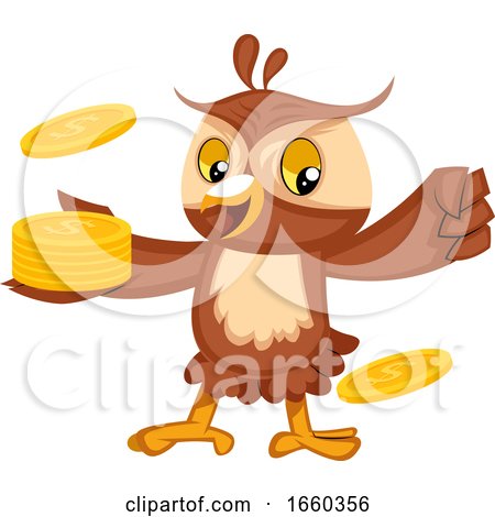 Owl with Coins by Morphart Creations