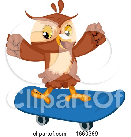Owl Riding Skateboard by Morphart Creations