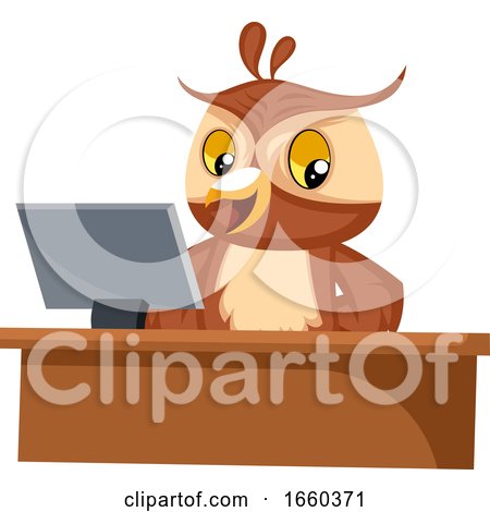 Owl Working on Computer by Morphart Creations