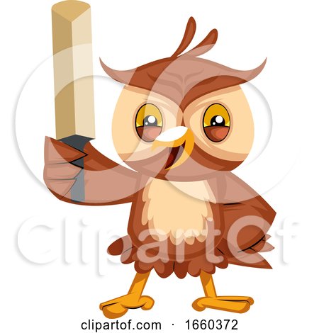 Owl with Cricket Bat by Morphart Creations
