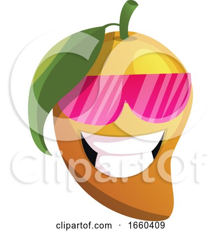 Mango Cartoon with Pink Sunglasses Illustration by Morphart Creations