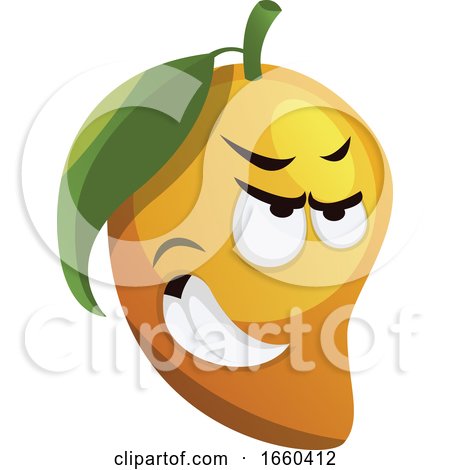 Angry Mango with Green Leaf Illustration by Morphart Creations