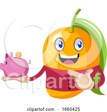 Mango Holding Piggy Bank by Morphart Creations