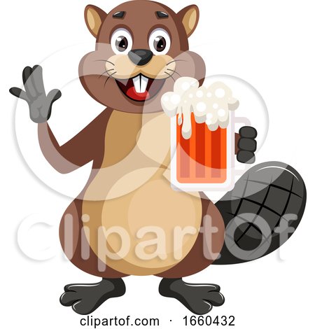 Beaver Holding Beer by Morphart Creations