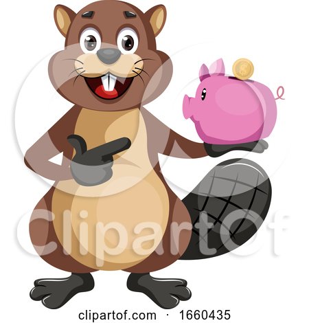 Beaver with Piggy Bank by Morphart Creations