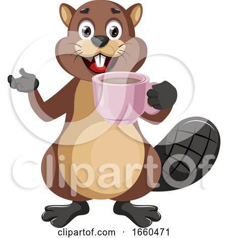 Beaver with Cup of Coffee by Morphart Creations