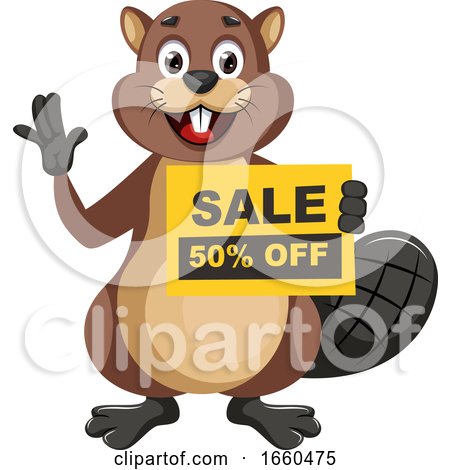 Beaver Holding Sale Sign by Morphart Creations