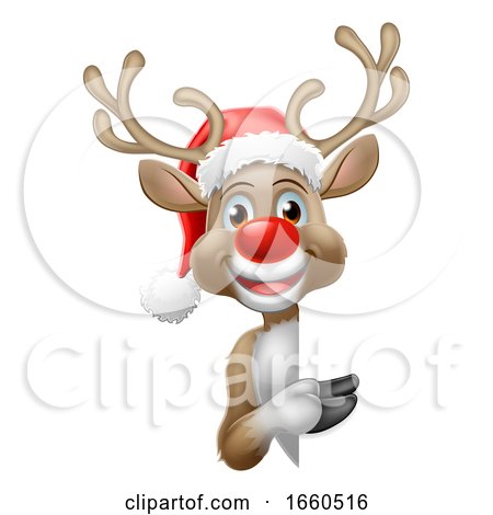 Reindeer in Santa Hat Christmas Cartoon by AtStockIllustration