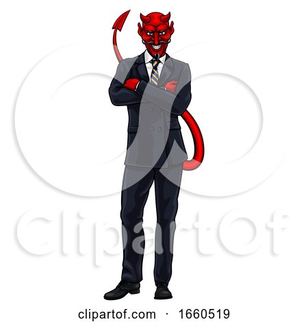 Evil Devil Businessman in Suit by AtStockIllustration