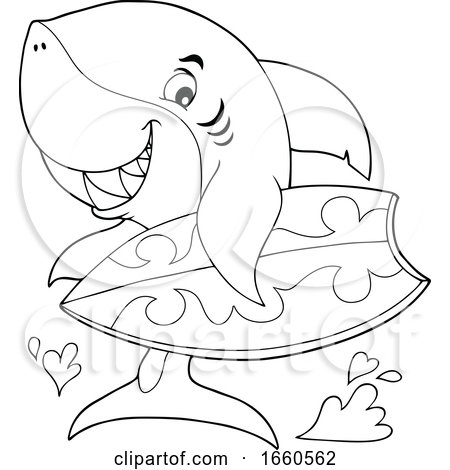 Cartoon Black and White Surfer Shark by visekart