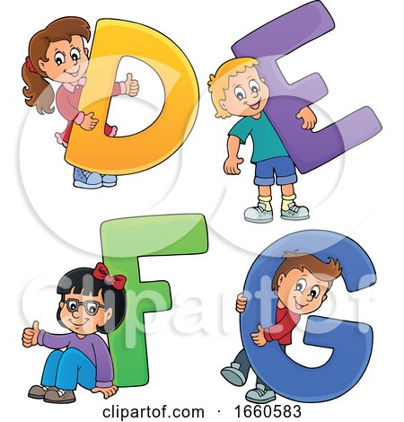 School Children with the Letters D E F and G by visekart