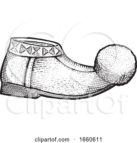 Woodcut Black and White Tsarouchi Shoe by Any Vector