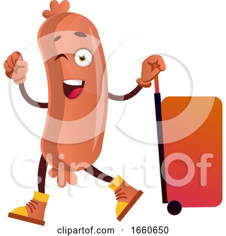 Sausage with Big Red Suitcase by Morphart Creations