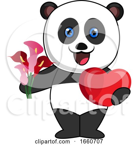 Panda with Heart and Flower by Morphart Creations
