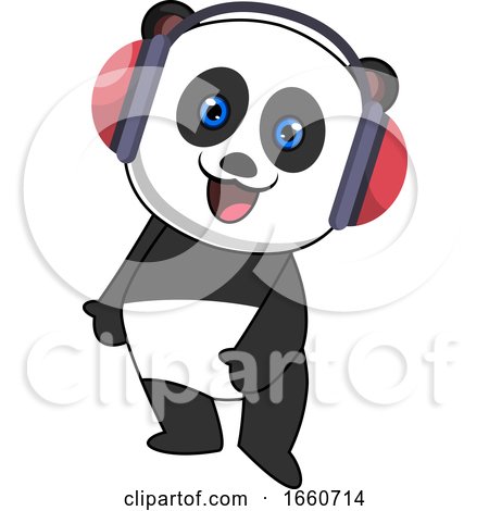Panda with Headphone by Morphart Creations