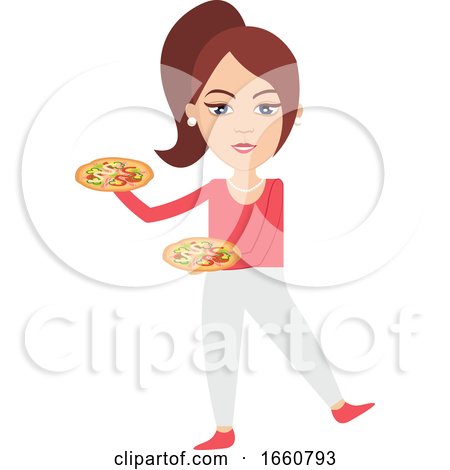 Woman Holding Pizza by Morphart Creations
