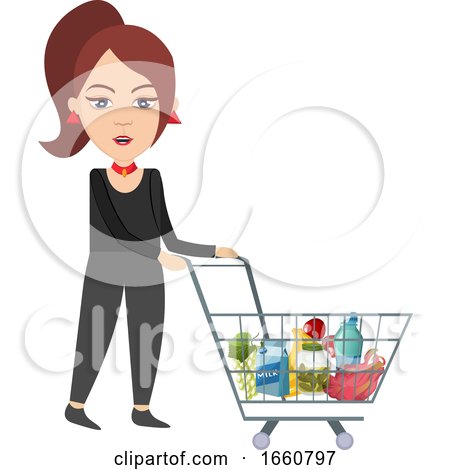 Woman with Shopping Cart by Morphart Creations