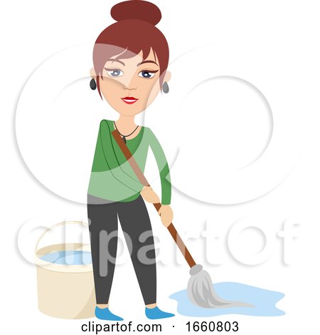 Woman with Cleaning Mop by Morphart Creations