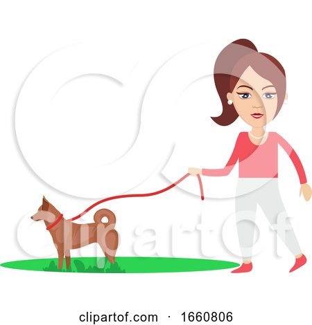 Woman Walking Dog by Morphart Creations