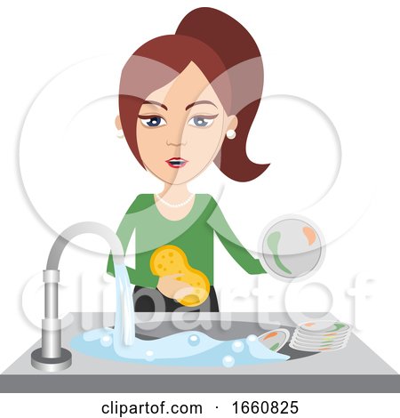 Woman Washing Dishes by Morphart Creations