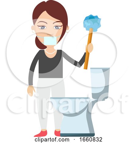 Woman Cleaning Toilet by Morphart Creations