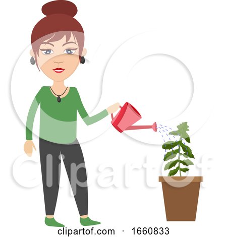 Woman Watering Plant by Morphart Creations