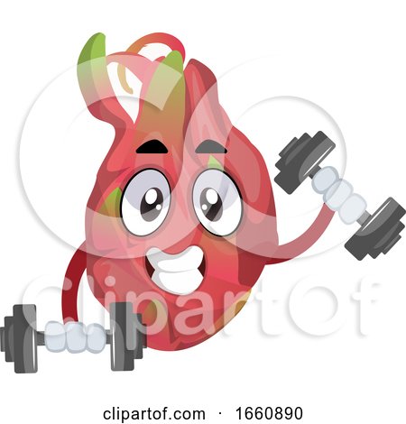 Dragon Fruit Lifting Weights by Morphart Creations