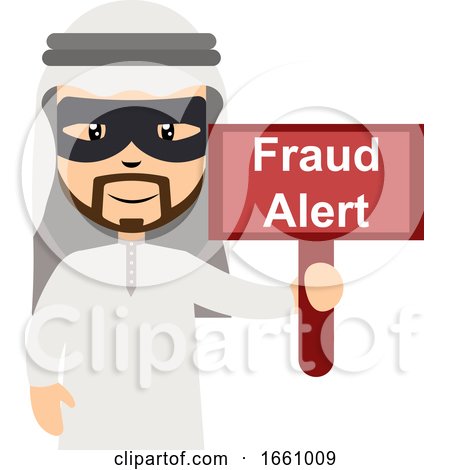 Arab with Fraud Alert Sign by Morphart Creations