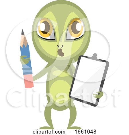 Alien with Pen and Notebook by Morphart Creations