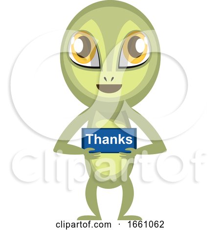 Alien with Thank You Sign by Morphart Creations