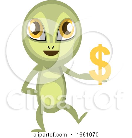 Alien Holding Dollar Sign by Morphart Creations