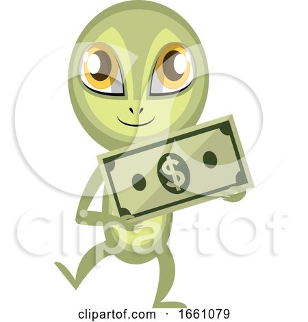 Alien Holding Money by Morphart Creations