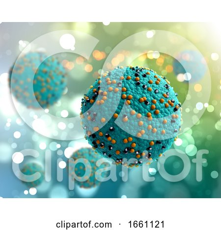 3D Medical Background with Measle Virus Cells by KJ Pargeter