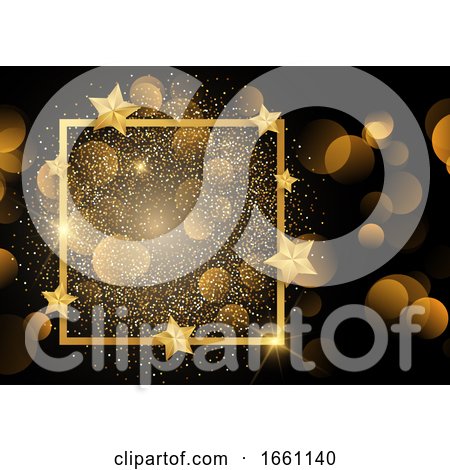 Gold Border on Glitter Background with Stars by KJ Pargeter