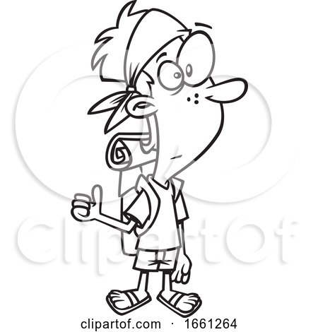 Cartoon Outline Male Hitchhiker by toonaday