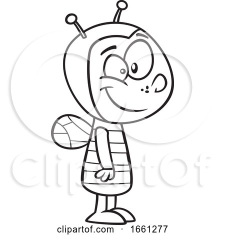 Cartoon Outline Boy in a Bee Costume by toonaday