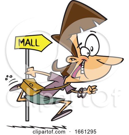 Cartoon White Lady Running to the Mall by toonaday