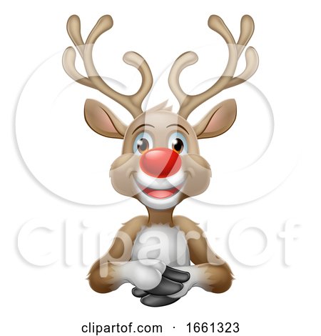 Christmas Santas Reindeer Cartoon Character by AtStockIllustration