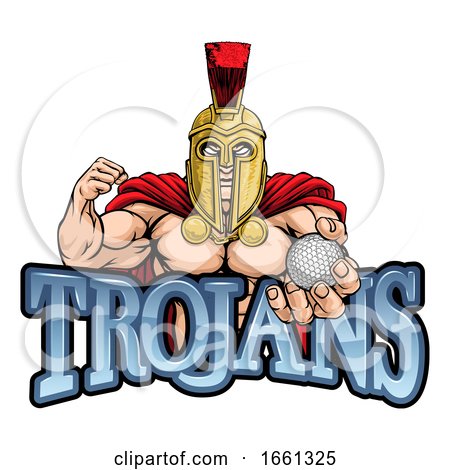Trojan Spartan Golf Sports Mascot by AtStockIllustration