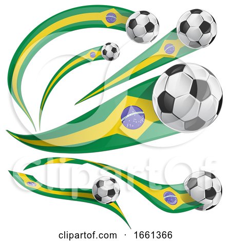 3d Brazilian Flag Soccer Ball Banners by Domenico Condello