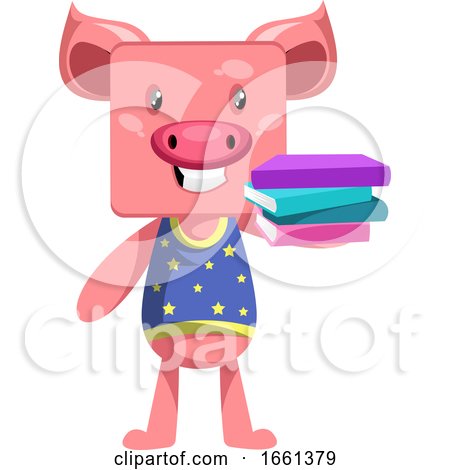 Pig with Books by Morphart Creations