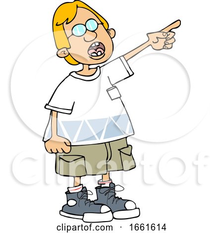 Cartoon Blond White Boy Pointing by djart