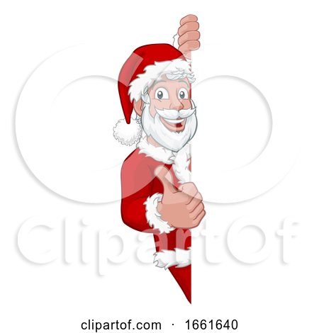 Young Santa Christmas Cartoon Sign Thumbs up by AtStockIllustration