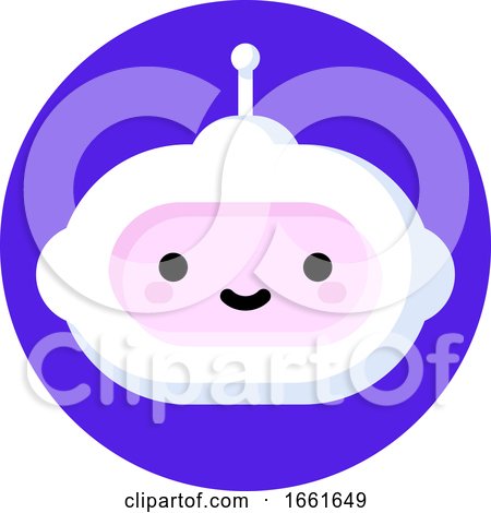 Cute Robot Which Symbolizes Online Chatbot or Voice Support Service Bot for Artificial Intelligence by elena