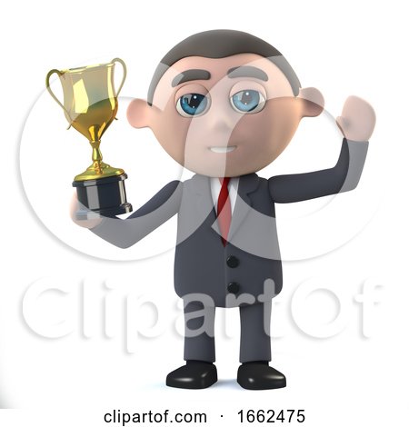 3d Businessman Has Won the Gold Cup Trophy by Steve Young