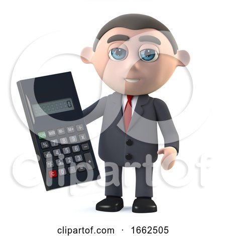 3d Businessman Uses a Calculator by Steve Young